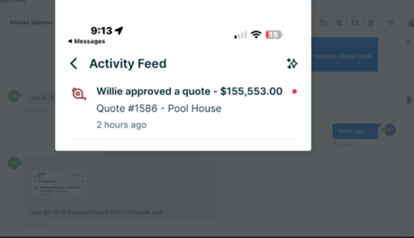 $155,553 pool house quote from a Facebook lead